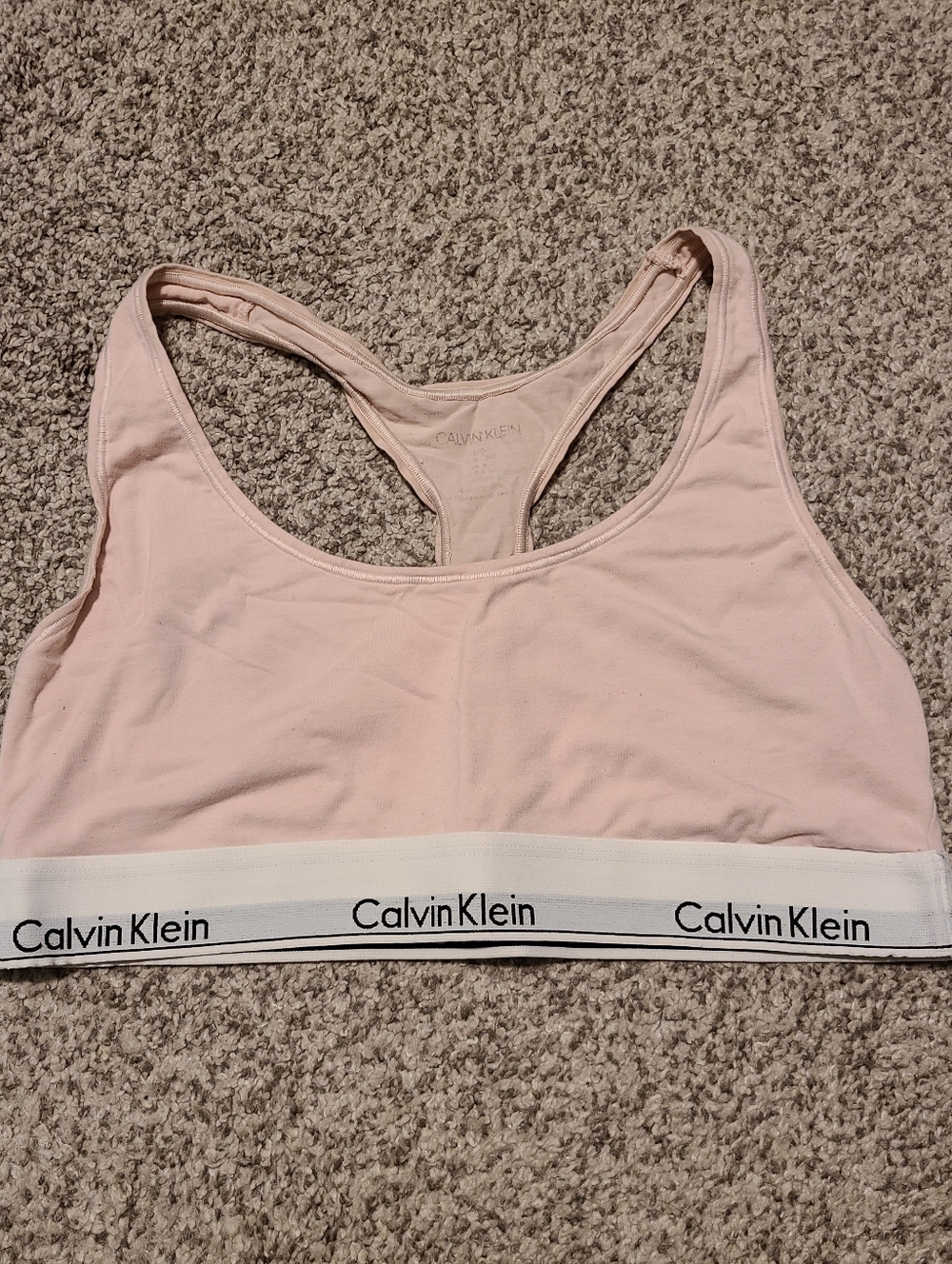 Calvin Klein Light Pink Racerback Bralette with Logo Band